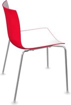 Catifa 46 stoel 0251 bicolour - rood/wit - verchroomd