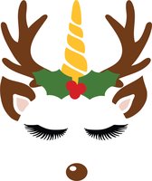 Raamsticker unicorn rendier - herbruikbare raamsticker rendier - eenhoorn - kerstmis