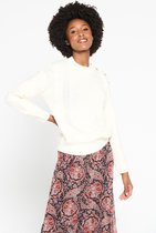 LOLALIZA Trui met decoratieve knopen op schouder - Ecru - Maat S