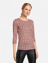 GERRY WEBER Dames Shirt met 3/4-mouwen met burnt-out structuur chili carmine schwarz druck-42