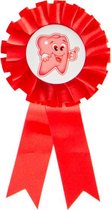 badge tandarts junior 15 x 8 cm textiel rood