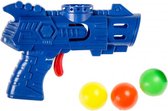 pistool met 3 ballen 9 cm blauw