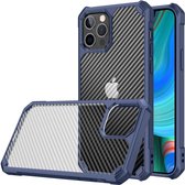 Apple iPhone 13 Pro Hoesje Carbon Back Cover Schokbestendig Blauw