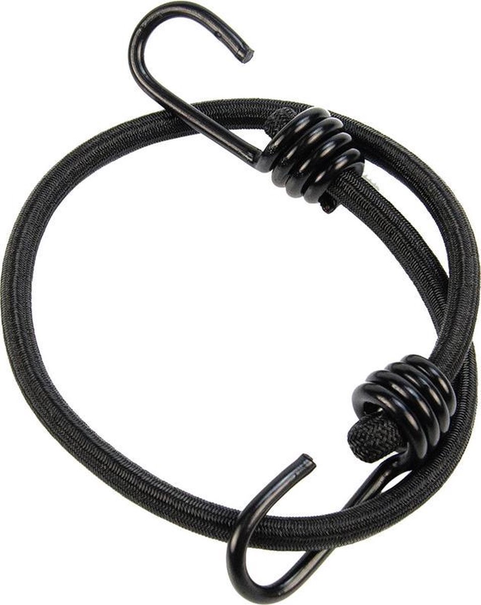 Snelbinder 80cm zwart pe 8mm koord met 2 spinhaken 4 stuks
