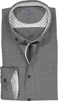 Redmond slim fit overhemd - dobby structuur - zwart met wit mini dessin (contrast) - Strijkvriendelijk - Boordmaat: 37/38
