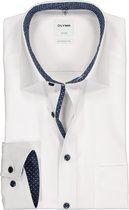 OLYMP Luxor comfort fit overhemd - wit  (contrast) - Strijkvrij - Boordmaat: 45