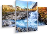 Schilderij - Prachtig landschap met waterval, 4 luik, premium print