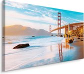 Schilderij - Golden Gate Bridge, San Fransisco, 4 maten, multi-gekleurd, wanddecoratie