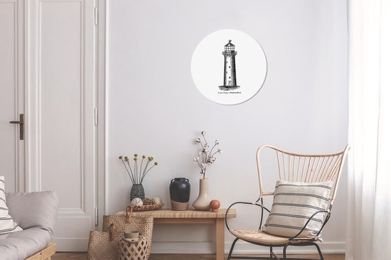 WallCircle - Cercle mural - Cercle mural - Vintage - Phare - Wit - Aluminium - Dibond - 30x30 cm - Intérieur et Extérieur