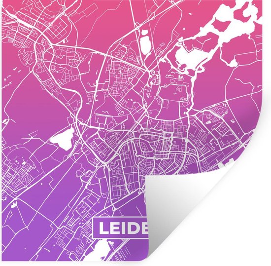 Stickers Stickers muraux - Plan de la ville - Leiden - Pays- Nederland - Violet - 30x30 cm - Feuille adhésive - Carte