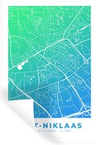 Muurstickers - Sticker Folie - Stadskaart - België - Sint-Niklaas - Blauw - 40x60 cm - Plakfolie - Muurstickers Kinderkamer - Zelfklevend Behang - Plattegrond - Zelfklevend behangpapier - Stickerfolie