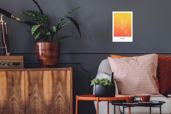 Stickers muraux - Plan de la ville - Ede - Nederland - Jaune - 20x30 cm - Feuille adhésive - Carte