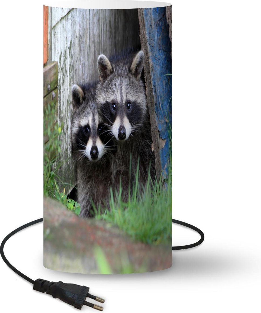 Lamp - Nachtlampje - Tafellamp slaapkamer - Wasbeer - Dieren - Natuur - 33 cm hoog - Ø15.9 cm - Inclusief LED lamp