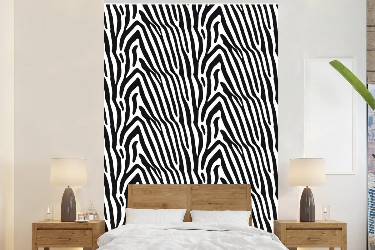 Behang - Fotobehang Print - Safari - Zebra - Breedte 180 cm x hoogte 280 cm