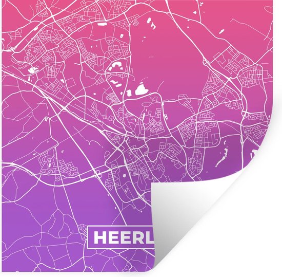 Stickers Stickers muraux - Plan de la ville - Heerlen - Violet - Pays- Nederland - 30x30 cm - Feuille adhésive - Carte