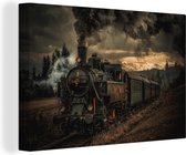 Vieux train à vapeur monte un soir 30x20 cm - petit - Tirage photo sur toile (Décoration murale salon / chambre)