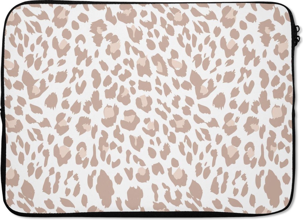 Laptophoes - Panterprint - Pastel - Vlekken - Roze - Kleuren - Laptop sleeve - 14 inch