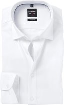 OLYMP Level 5 body fit overhemd - wit met diamant structuur - Strijkvriendelijk - Boordmaat: 38