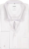OLYMP Luxor comfort fit overhemd - dubbele manchet - wit - Strijkvrij - Boordmaat: 46