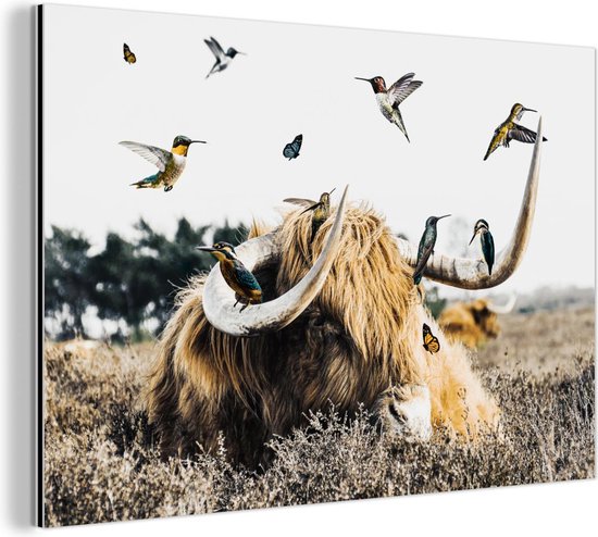 Décoration murale Métal - Peinture Aluminium - Highlander écossais - Vogel - Bruyère - 30x20 cm