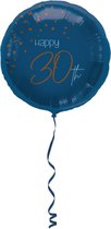 Folieballon - 30 jaar - Luxe - Blauw, goud, transparant - 45cm - Zonder vulling