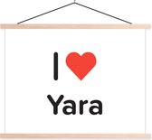 Posterhanger incl. Poster 120x90 cm - Schoolplaat - I love - Yara - Meisje - Textielposter - Blanke latten