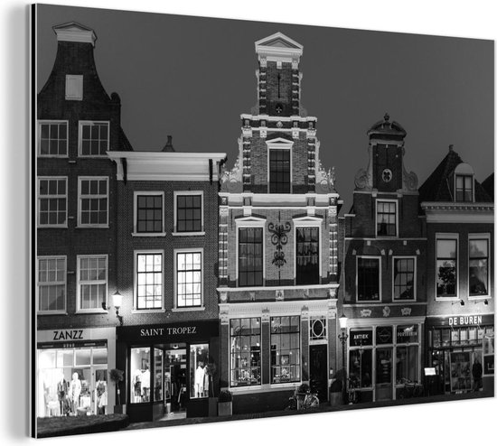 Décoration murale Métal - Peinture Aluminium - Alkmaar - Ville - Zwart - Wit - 180x120 cm - Dibond