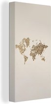 Wanddecoratie Wereldkaart - Touw - Bruin - Canvas - 20x40 cm