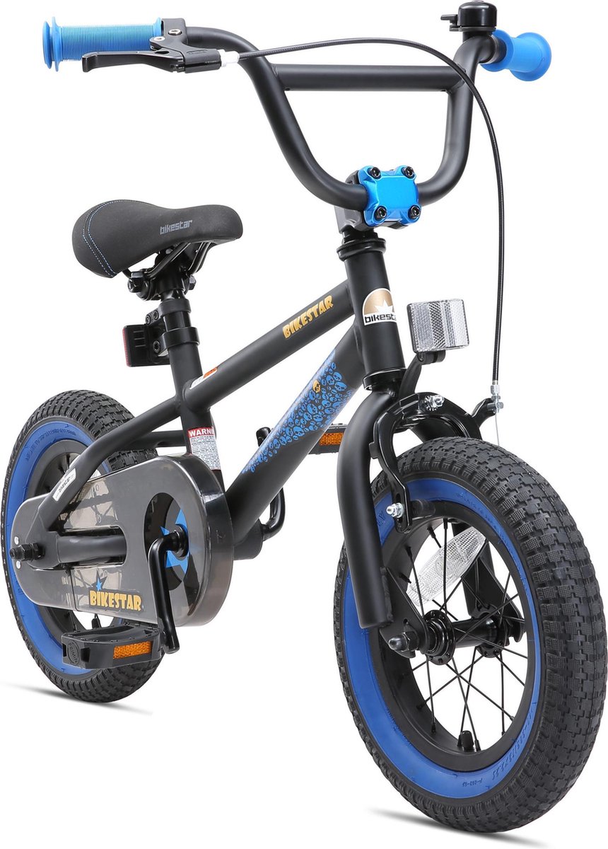 Bikestar 12 inch BMX kinderfiets zwart blauw