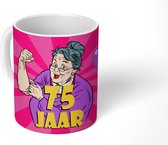 Mok - Koffiemok - Verjaardag - Vrouw - 75 Jaar - Mokken - 350 ML - Beker - Koffiemokken - Theemok