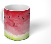 Mok - Aquarel - Watermeloen - Wit - 350 ML - Beker