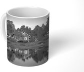 Mok - Kleurrijke afbeelding van cottages - zwart wit - 350 ML - Beker