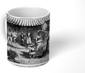 Mok - Historische tekening van Port-au-Prince - zwart wit - 350 ML - Beker
