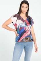 Cassis - Female - T-shirt in viscose met grafische print  - Roze