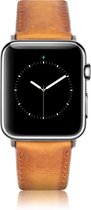 Leren Bandje Apple Watch - Goud Bruin - 42/44/45mm - Rosé Gold Connectors - Oblac®