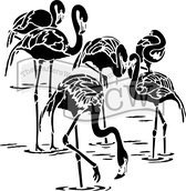 Hobbysjabloon - Template 6x6" 15x15cm flamingos