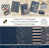 American Crafts DCWV 30,5x30,5cm x24 indigo kraft& champagne