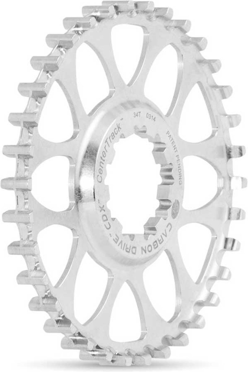 Gates tandwiel 34 Carbon Drive CDX 9 spline RVS achter zilver