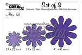Crealies Set van 3 snijmallen - no.51 Bloemen 22
