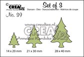 Crealies Set van 3 snijmallen - no.39 Kerstbomen dun