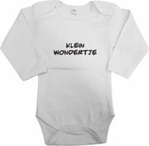 Baby rompertje - Klein wondertje - Romper lange mouw wit - Maat 50/56