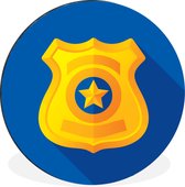 WallCircle - Wandcirkel - Muurcirkel - Kinderillustratie van een politie badge - Aluminium - Dibond - ⌀ 60 cm - Binnen en Buiten