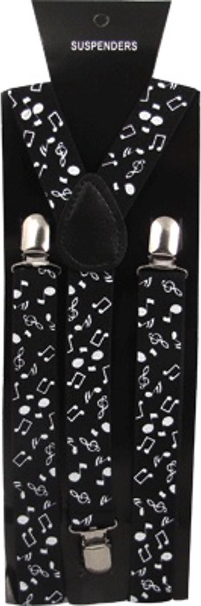 Bretels met muzieknoten zwart/wit