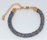 ennovycreations, kumihimo ZWART, staal GOUDKLEUR, 20.5 cm + 4 cm verlengketting ( L )