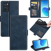 Oppo Reno6 Pro Hoesje - MobyDefend Luxe Wallet Book Case (Sluiting Zijkant) - Blauw - GSM Hoesje - Telefoonhoesje Geschikt Voor: Oppo Reno6 Pro