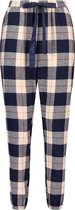 Hunkemöller Dames Nachtmode Pyjamabroek Twill Check Cuff  - Blauw - maat L