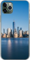 Geschikt voor iPhone 11 Pro Max hoesje - New York - Skyline - Blauw - Siliconen Telefoonhoesje