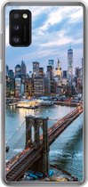 Geschikt voor Samsung Galaxy A41 hoesje - New York - Skyline - Brug - Siliconen Telefoonhoesje