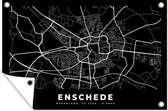 Tuindecoratie Enschede - Nederland - Zwart - 60x40 cm - Tuinposter - Tuindoek - Buitenposter