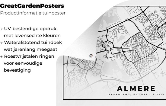 Posters de jardin à l'extérieur de la carte - Almere - Pays- Nederland - 90x60 cm